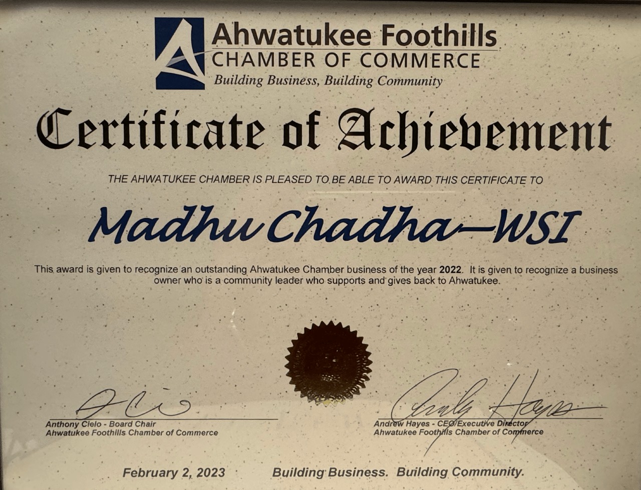 Business of the Year Award (2022) – Ahwatukee Foothills Chamber of Commerce
