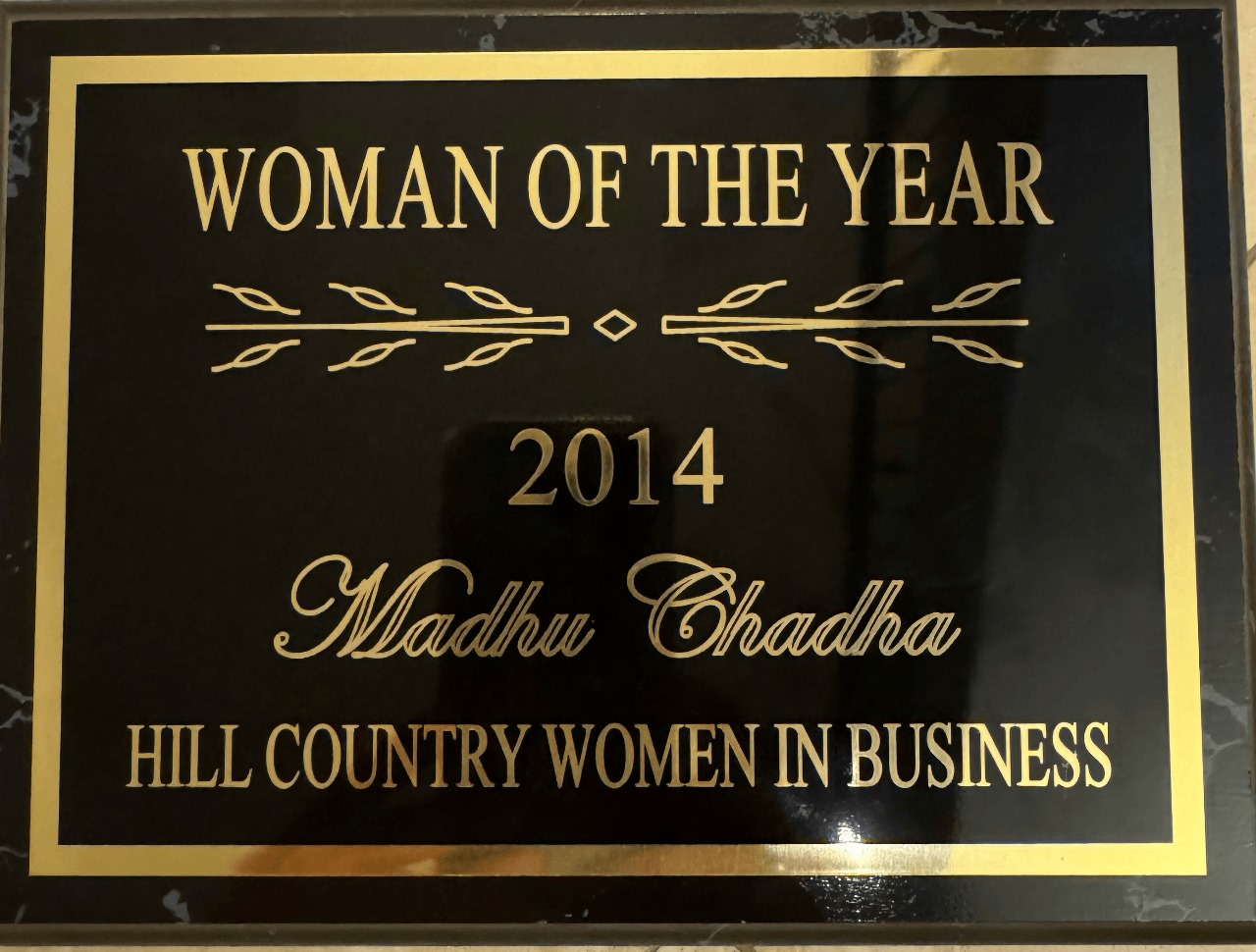 2014 Woman of the Year Awarded by Hill Country Women in Business
